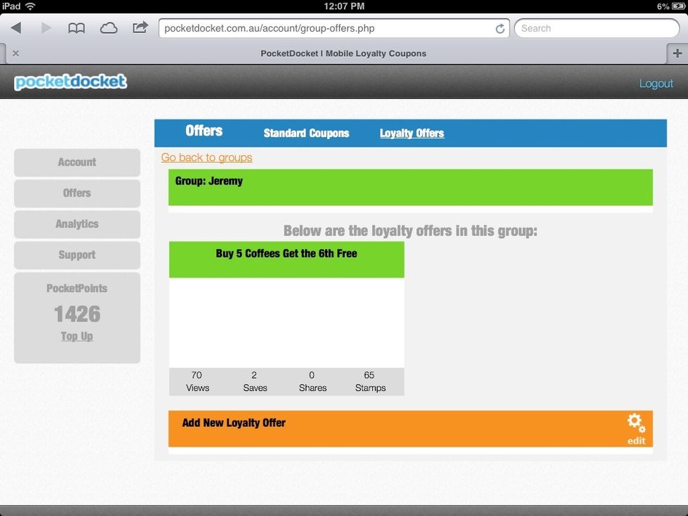 Loyalty offers need to be approved by PocketDocket before they go live. Also, you cannot edit it once it is live. To change it you will have to make a request to merchants@pocketdocket.com.au