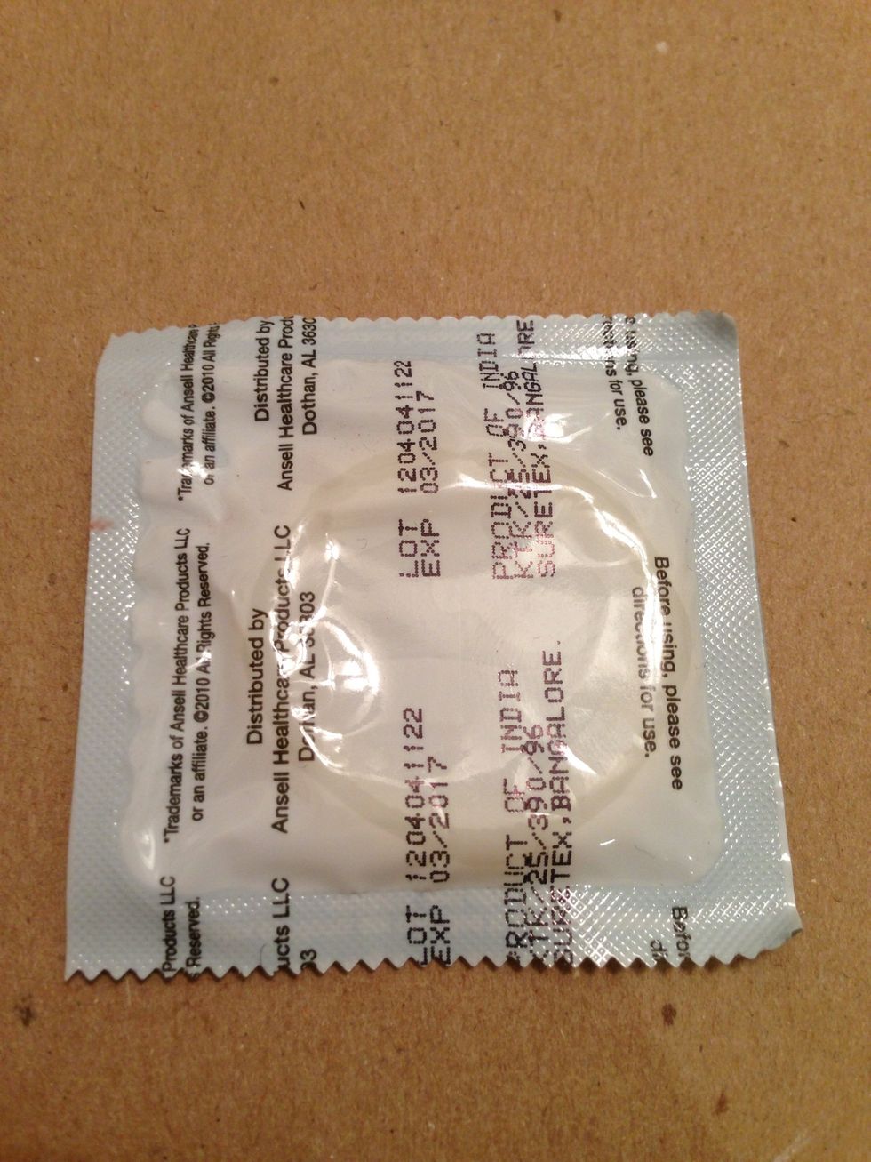 Lube-free condom. (Place in sock to hold 1 quart of water)