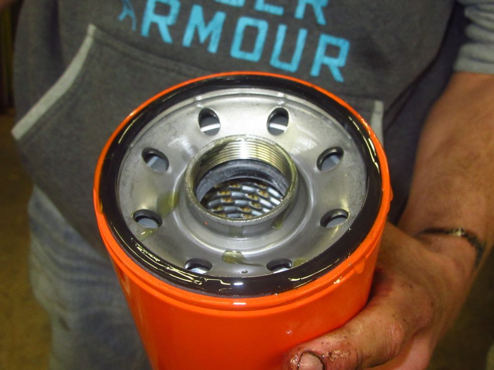 Lubracate the O-Ring around the new oil filter so it seals correctly and doesn't leak.