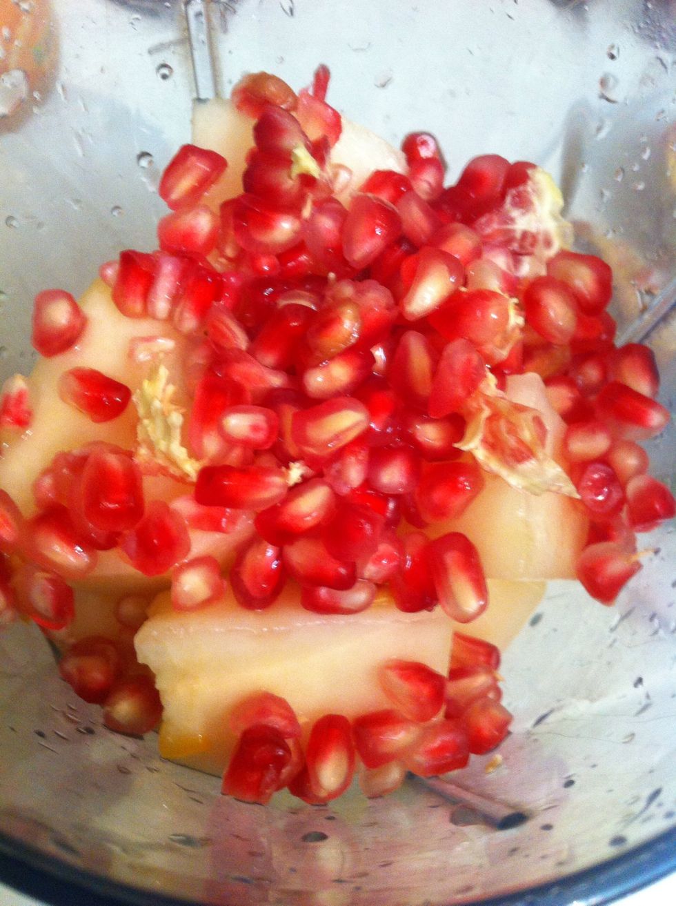Luscious red seeds go in with the melon