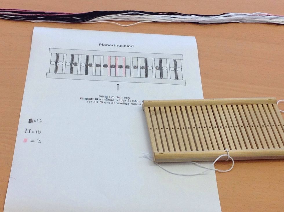 M\u00e4rk ut var mitten p\u00e5 bandgrinden \u00e4r. Knyt en tr\u00e5d som bilden visar.