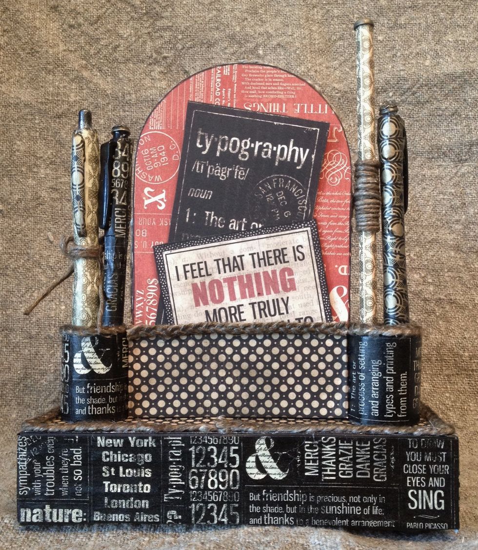 Made a Pocket on the backside and used some braided twine around the Pocket and box