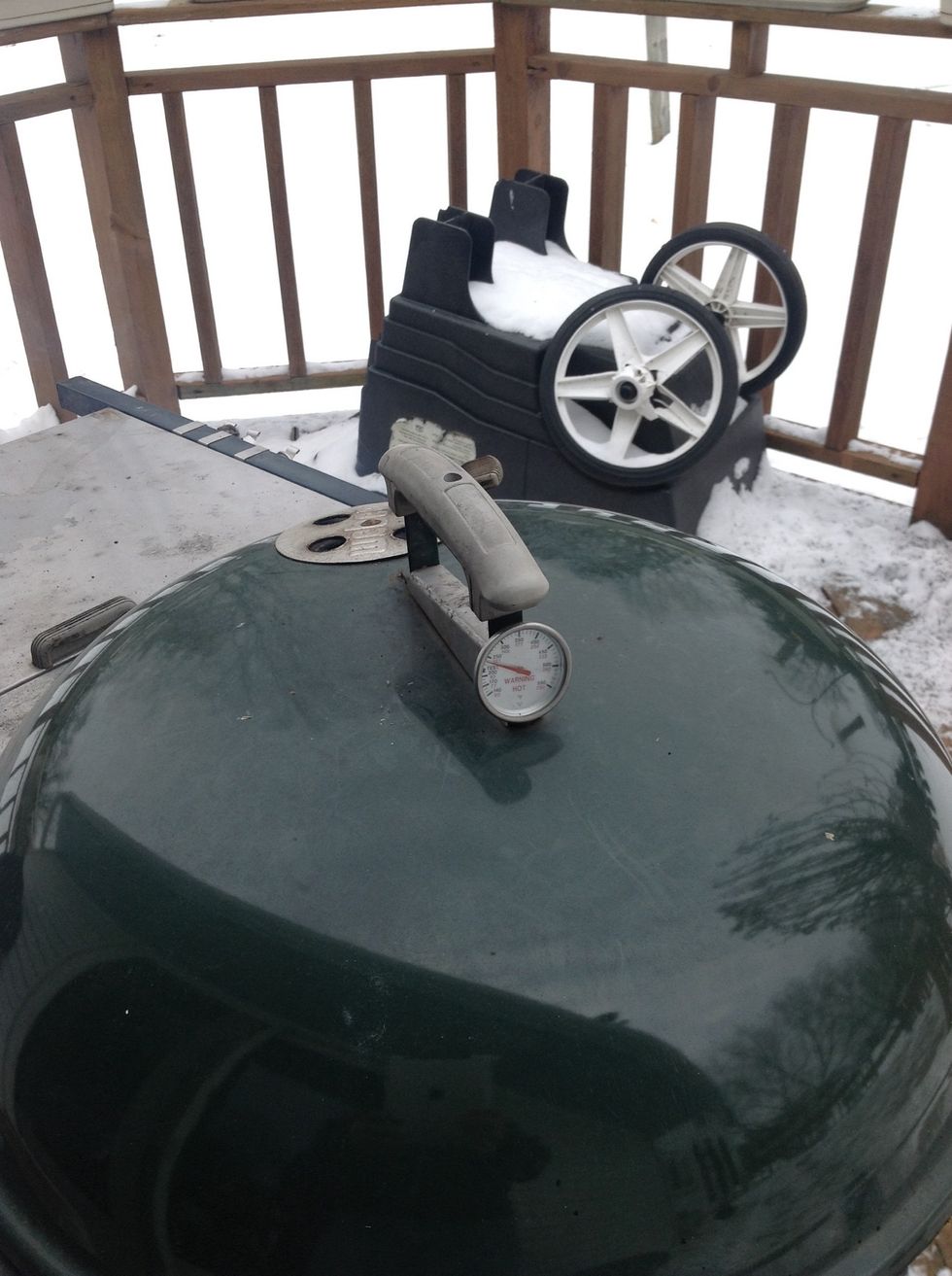 Maintain temperature at about 250F or 121C. Add aaddition wood chips about every 30 minutes and charcoal every hour.