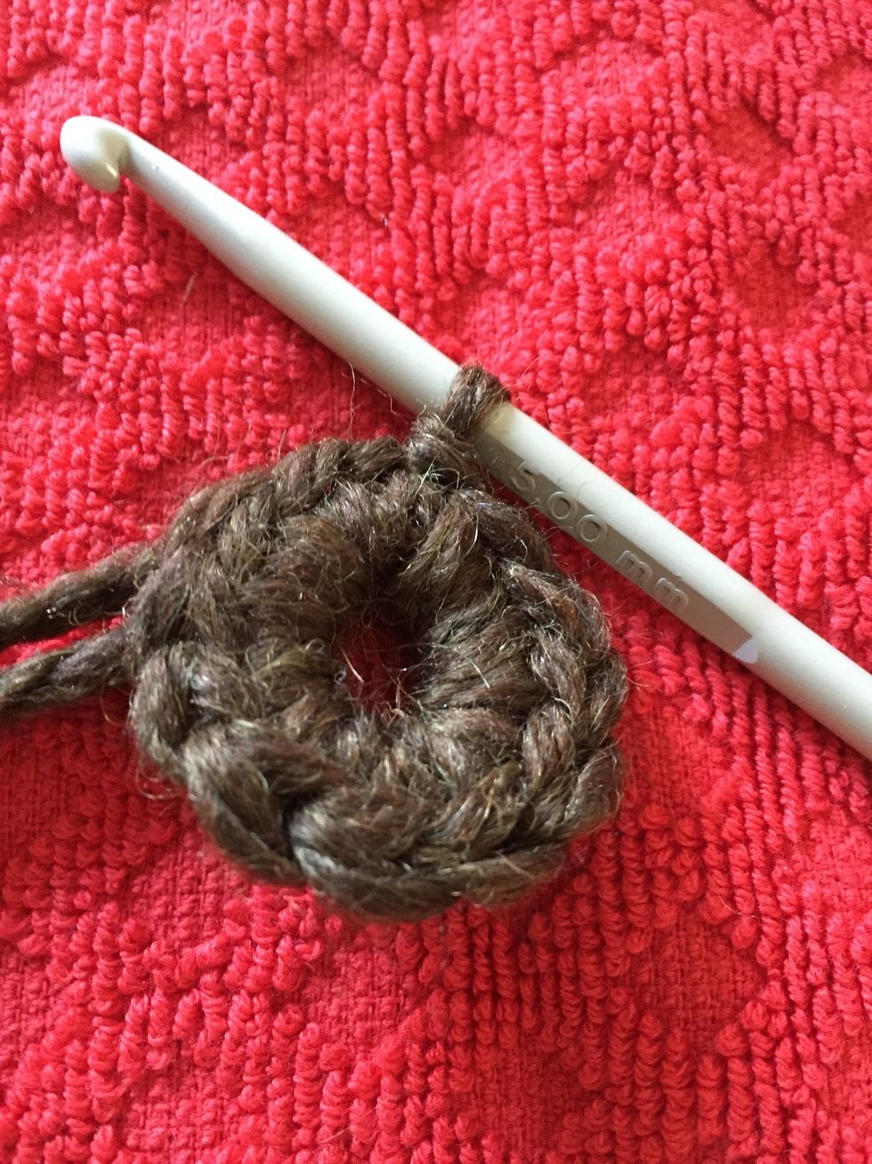 Make 12 single crochet in the loop and close with a slip stitch