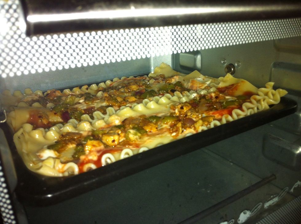 make 2 more layers and place in preheated oven for 10 mins