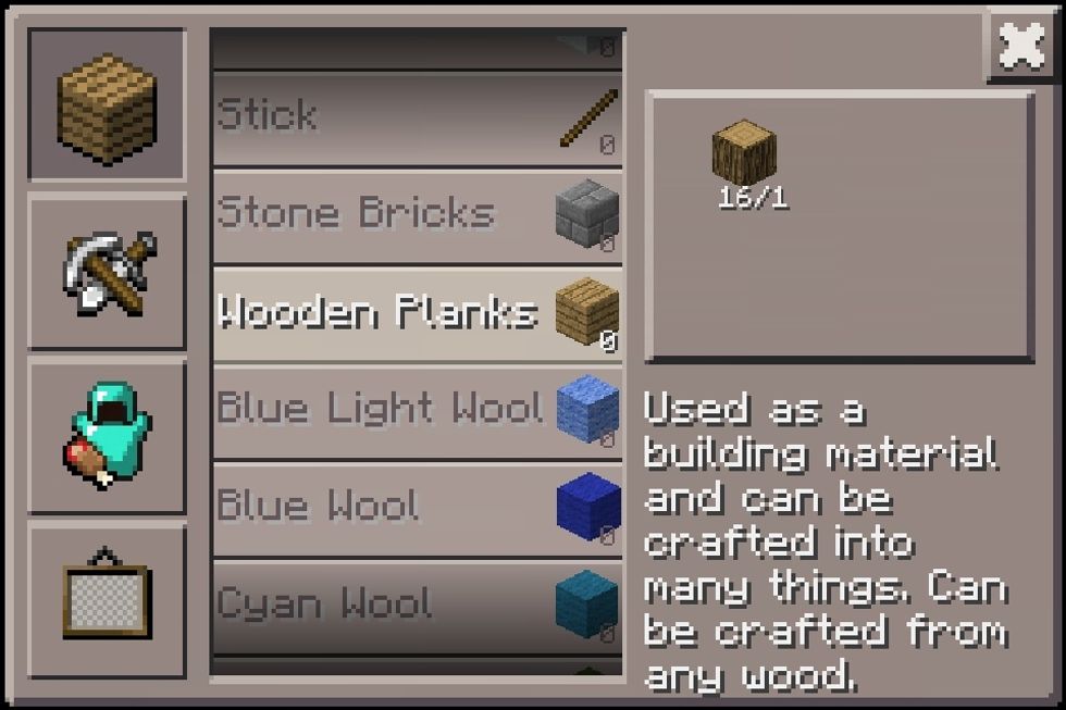 Make a 64 stack of wood planks