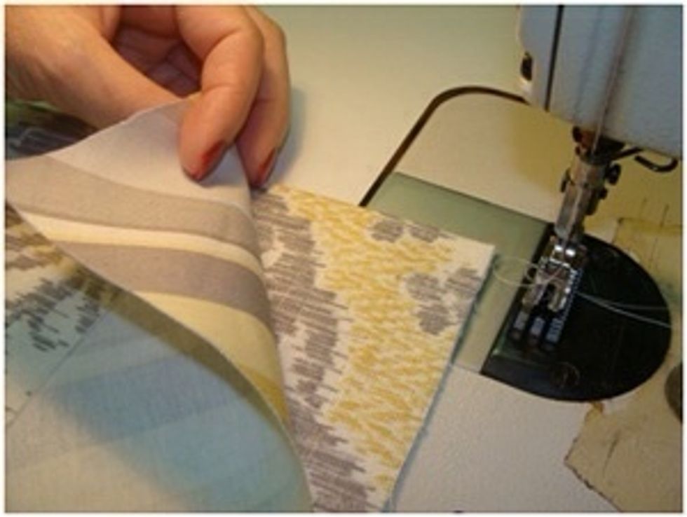 Make a basic drapery panel with hems on bottom and sides. Cut off across the top at the finished drapery length.