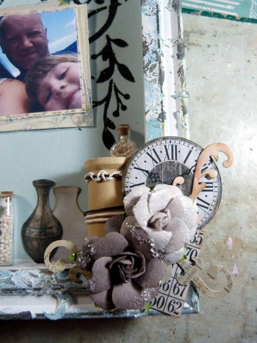 ......make a cluster on the bottom right outside corner of the shadow box.