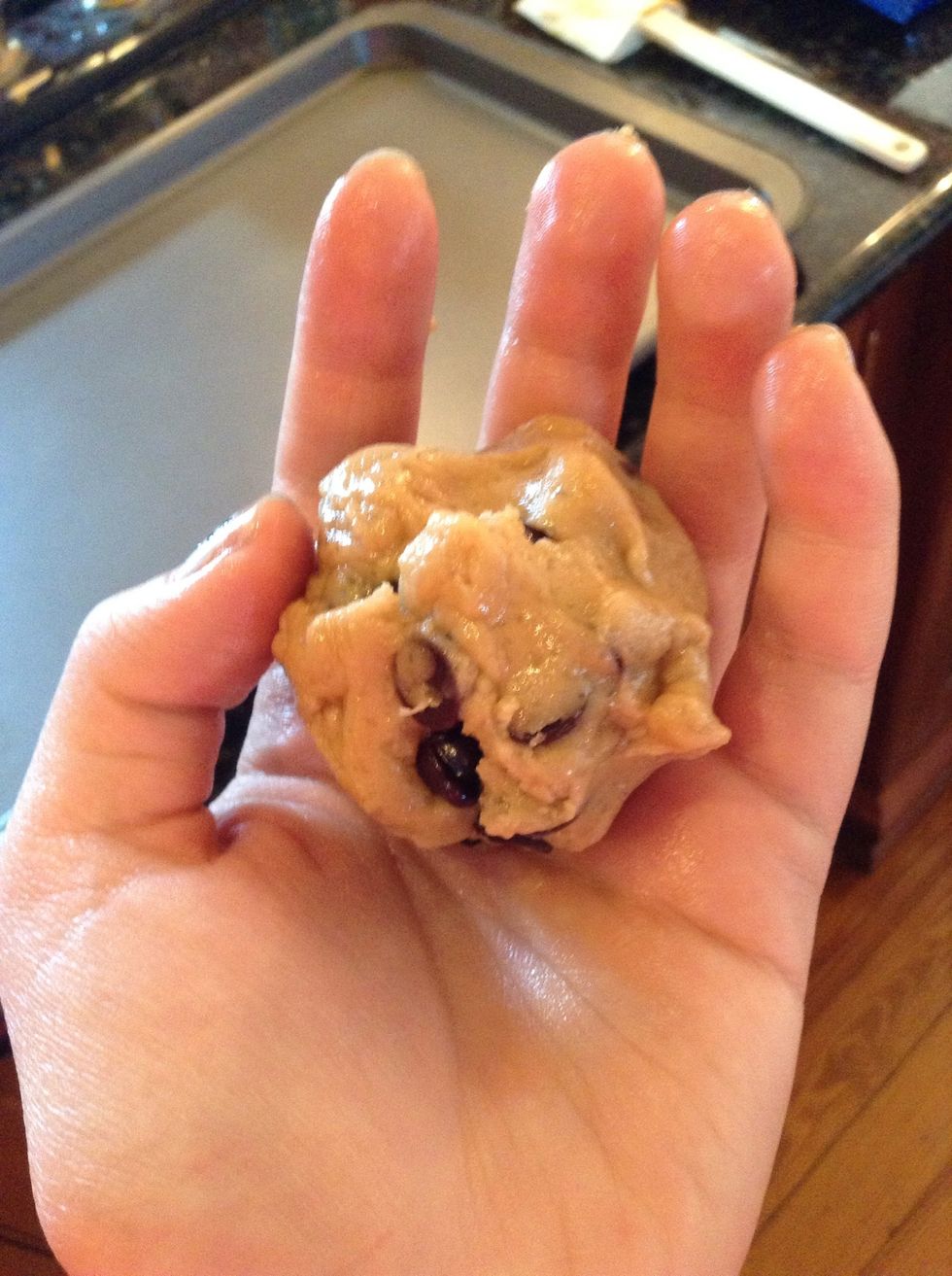 Make a golfball to tennis ball size chunk of cookie dough.