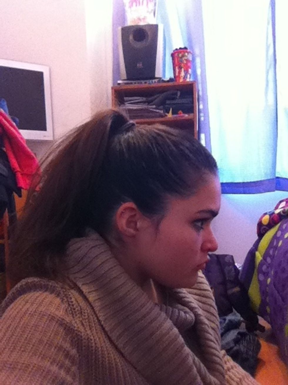 Make a high ponytail