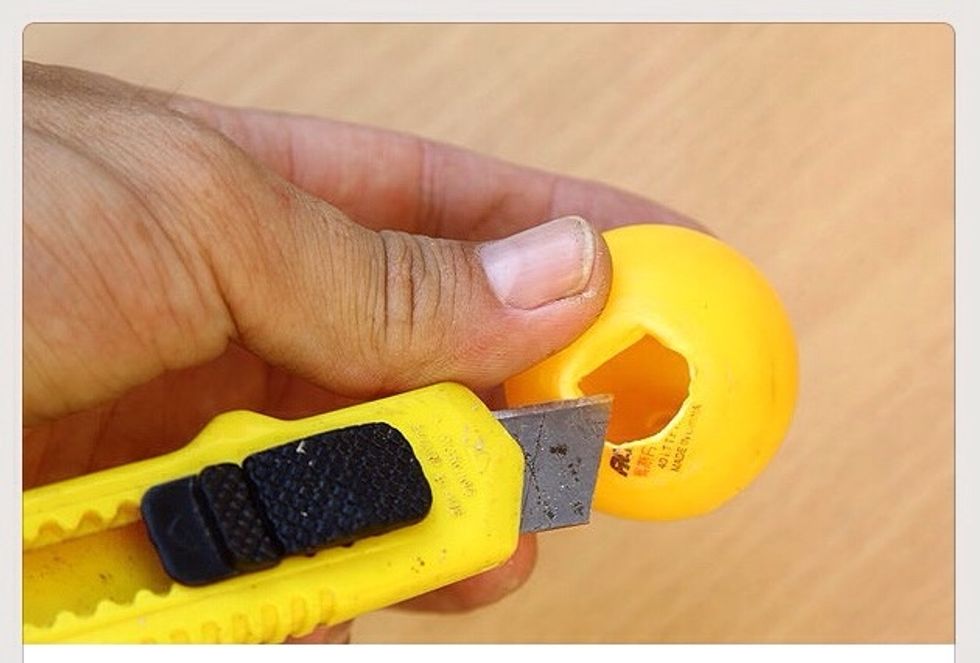 Make a hole each with cutter to fit leds