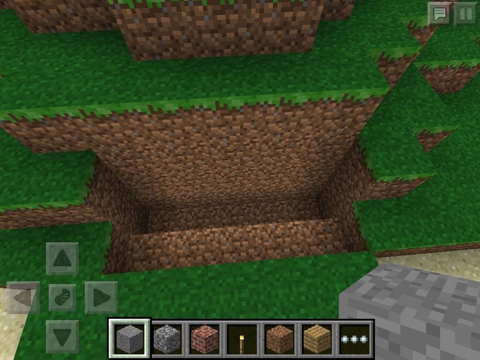 Make a hole, it should look kinda like steeps