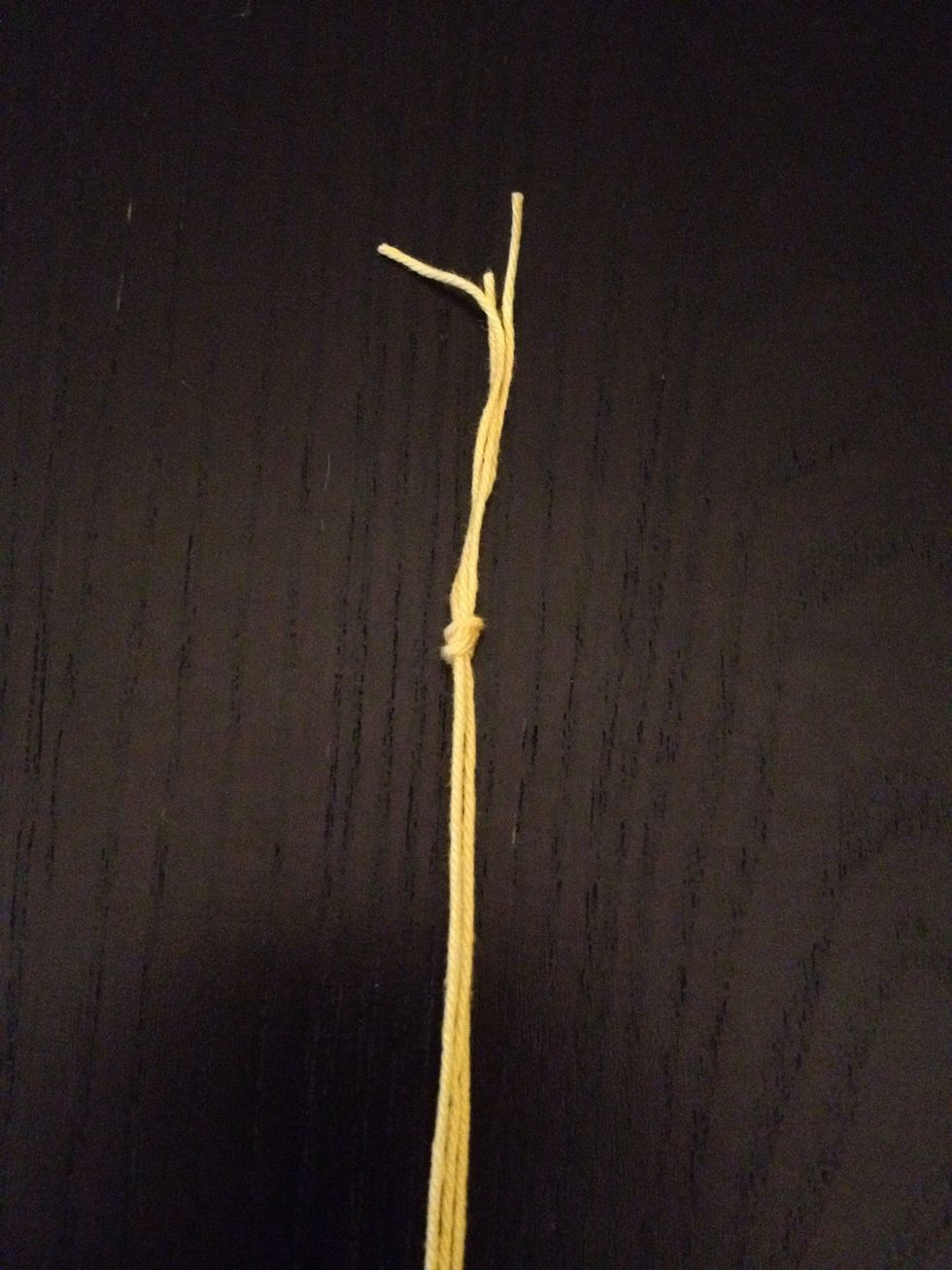 Make a knot. But be sure to have some thread loose on The top. Like on this pic.