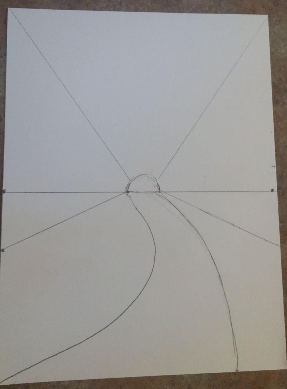 Make a line going from each corner to the vanishing point (in the center of the tree opening)