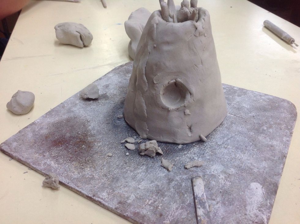 Make a little hole where the outline was