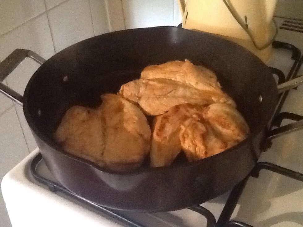 Make a mug up of a table spoon of olive oil and half a teaspoon of paprika and brush or drizzle onto chicken while cooking. Cook chicken for 10 minuets over medium heat cook till tender