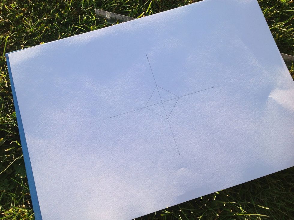 Make a perfect square using the ruler. I measured 2 centimetres from the middle.