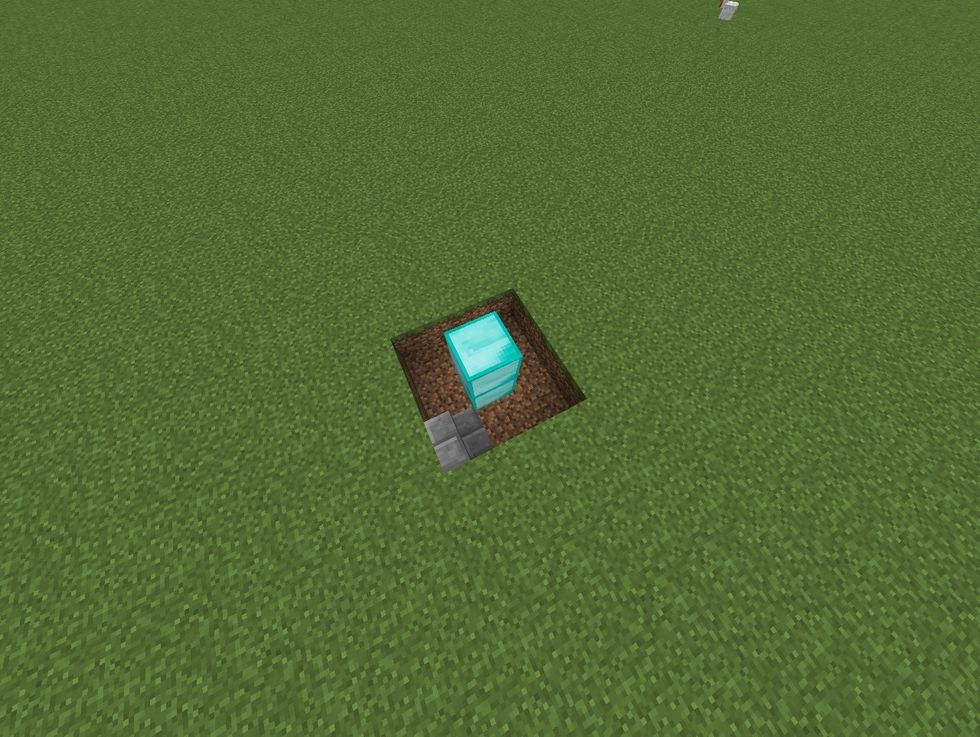 Make a pillar in the middle out of whatever block you wish. Then place a type of stair against any corner like so.
