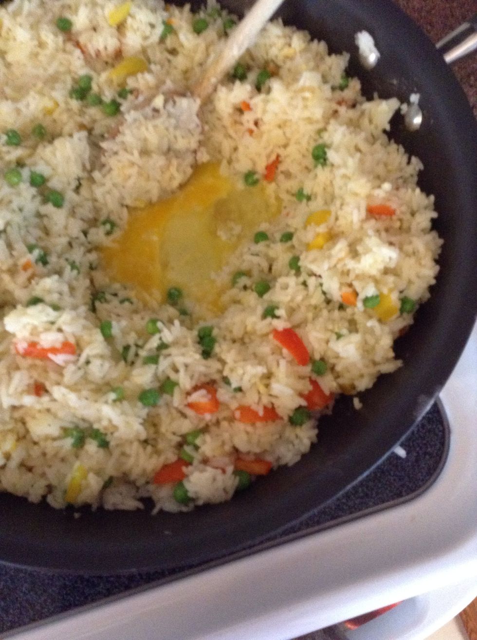 Make a pool in middle, scramble eggs