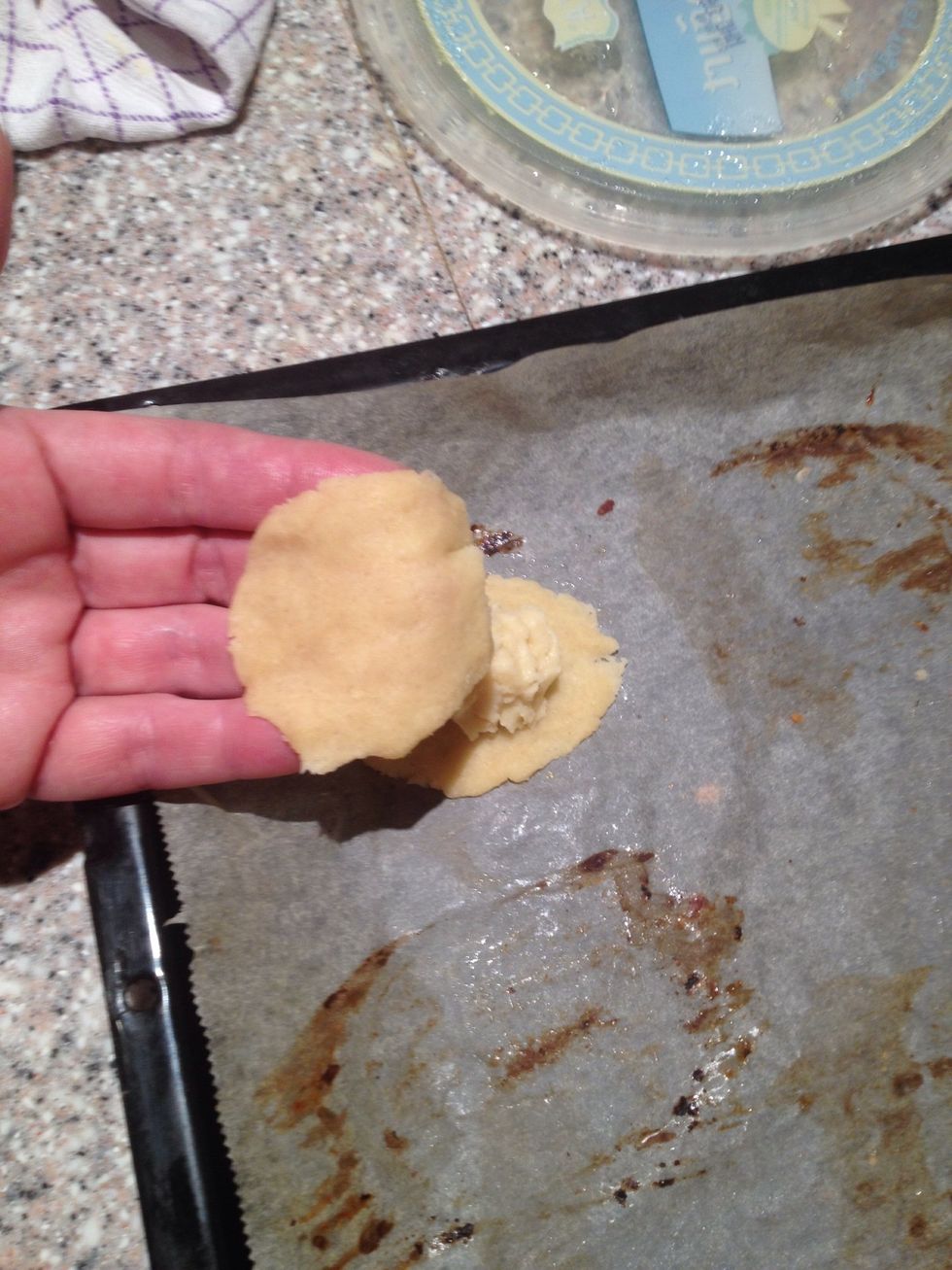 Make a similar piece of cookie dough and place it on top of the other one.