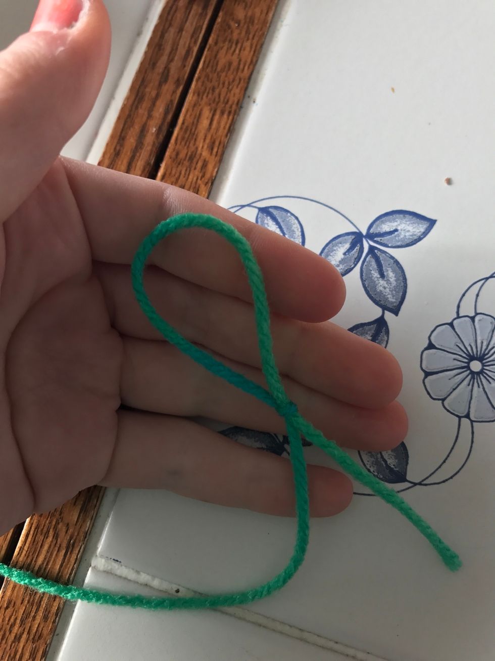 Make a slip knot large enough to fit around your 4 fingers