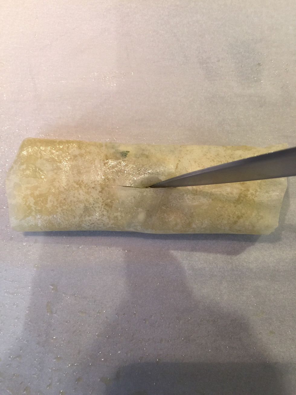 Make a slit. Bake the rolls at 180C 15-16 mins until golden