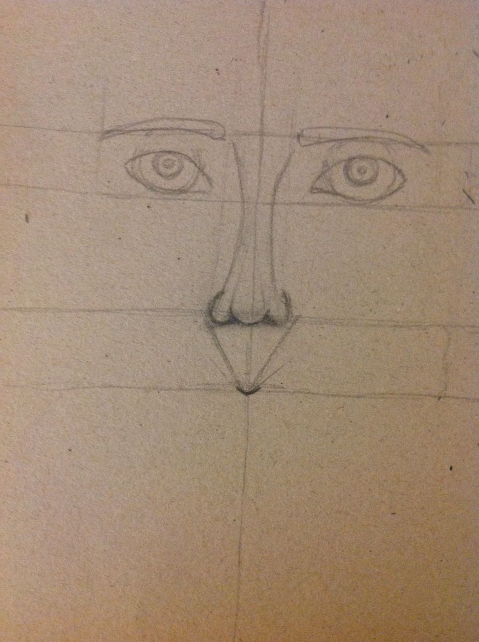 Make a "V" following the vertical line and mark the tip of it.