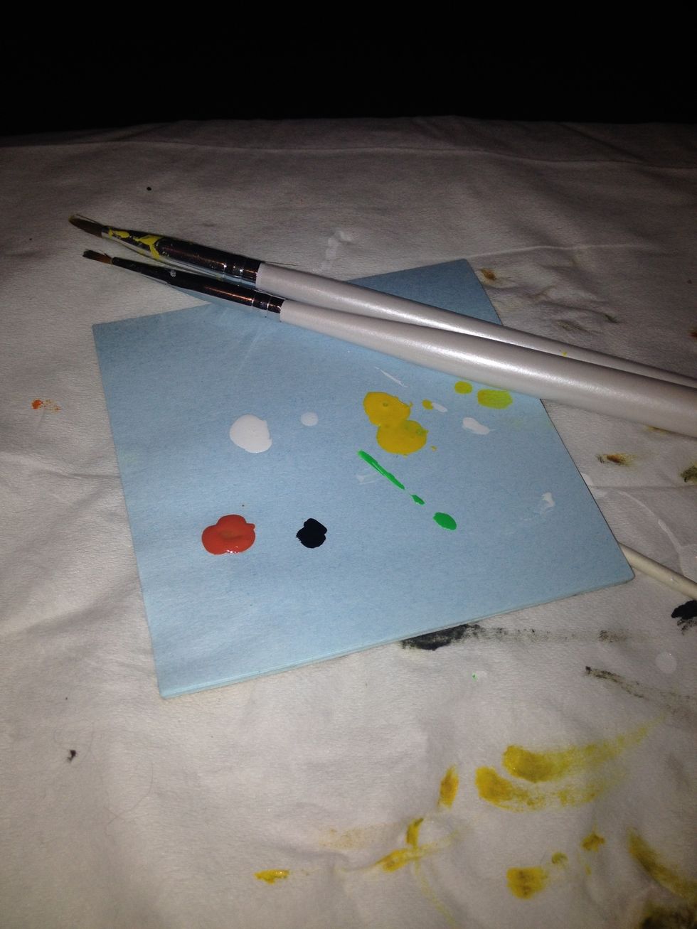 Make a yellow paint drop and go over the yellow on your candy corn nails to brighten or fix any lines. Repeat with orange and white.