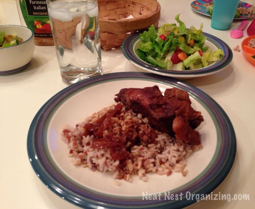 Make Ahead Sesame Pork Ribs with rice and side salad.