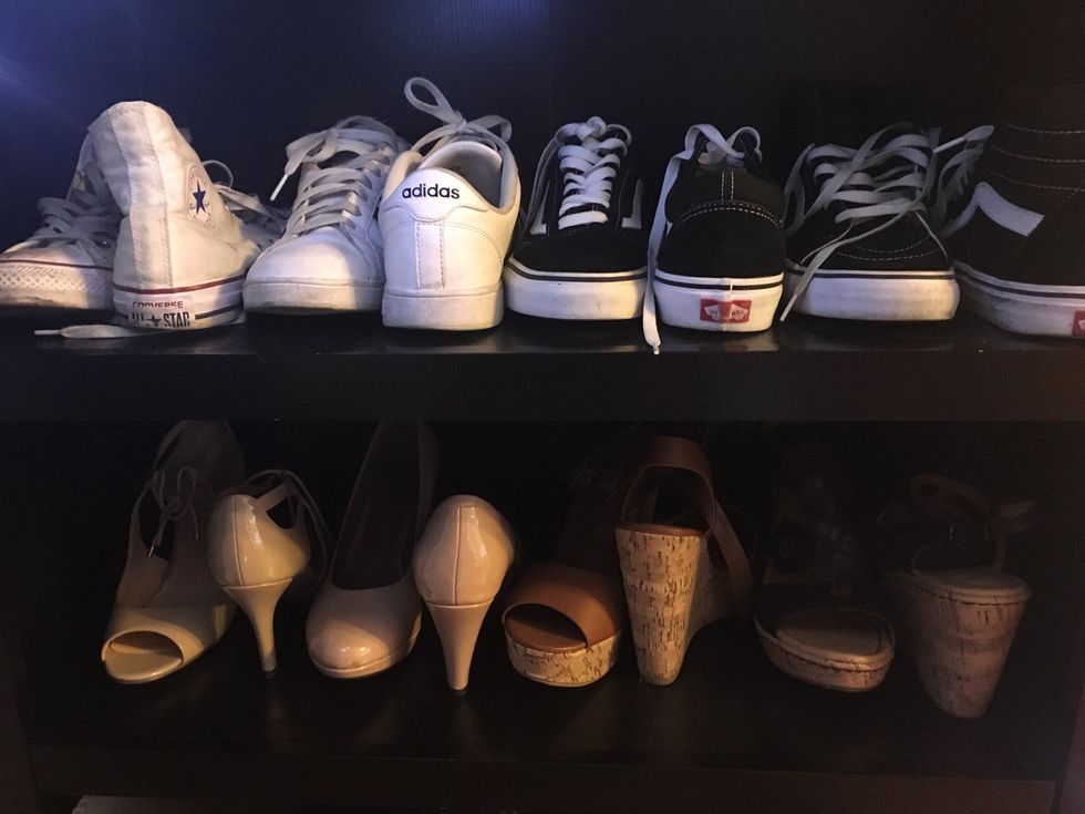 Make an organization system! This is my organization of my heels and the sneakers I wear most often!