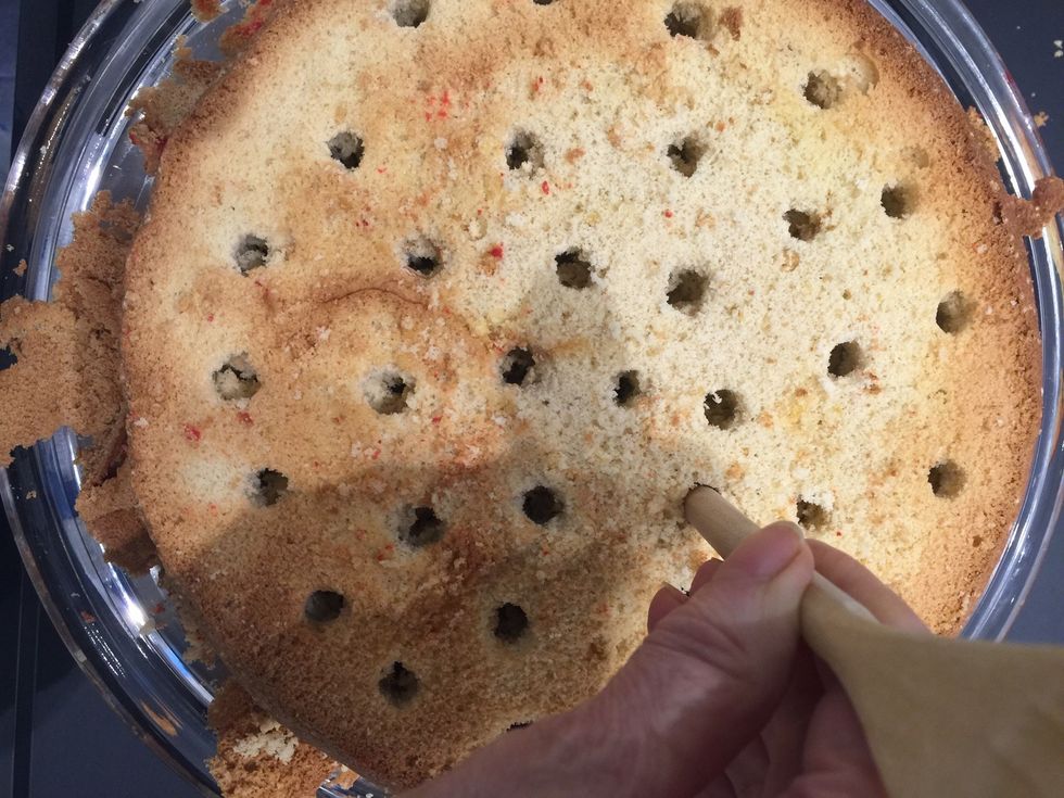 Make big holes. I used a wooden spoon