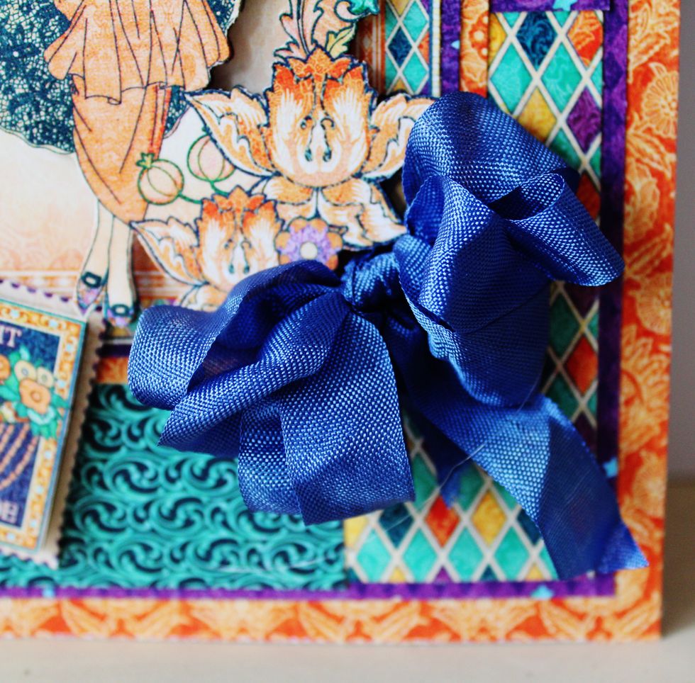 Make bow; add to front of card.