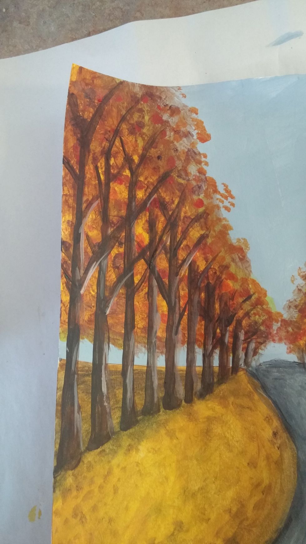 Make branches on every trunk, remembering that the tree closest to us will have the longest and biggest branches. Add shadows and highlights to parts of the branches as well.