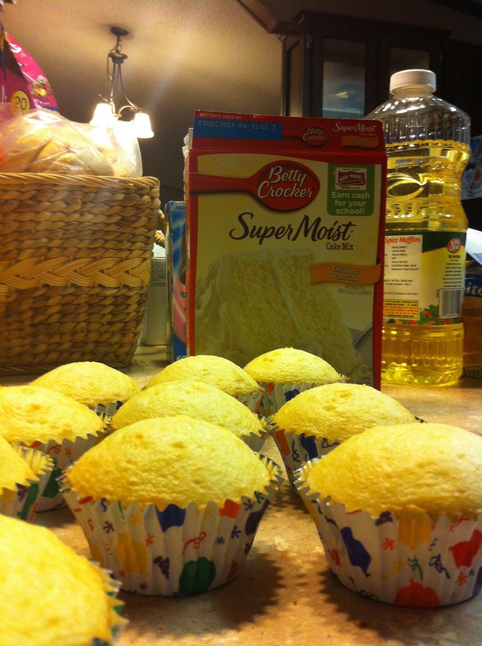 Make cupcakes according to the directions, whatever flavor is the birthday boy's favorite!