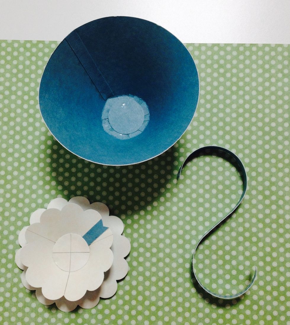 Make curve a handle as shown Paste saucer and bottom of the cop as shown