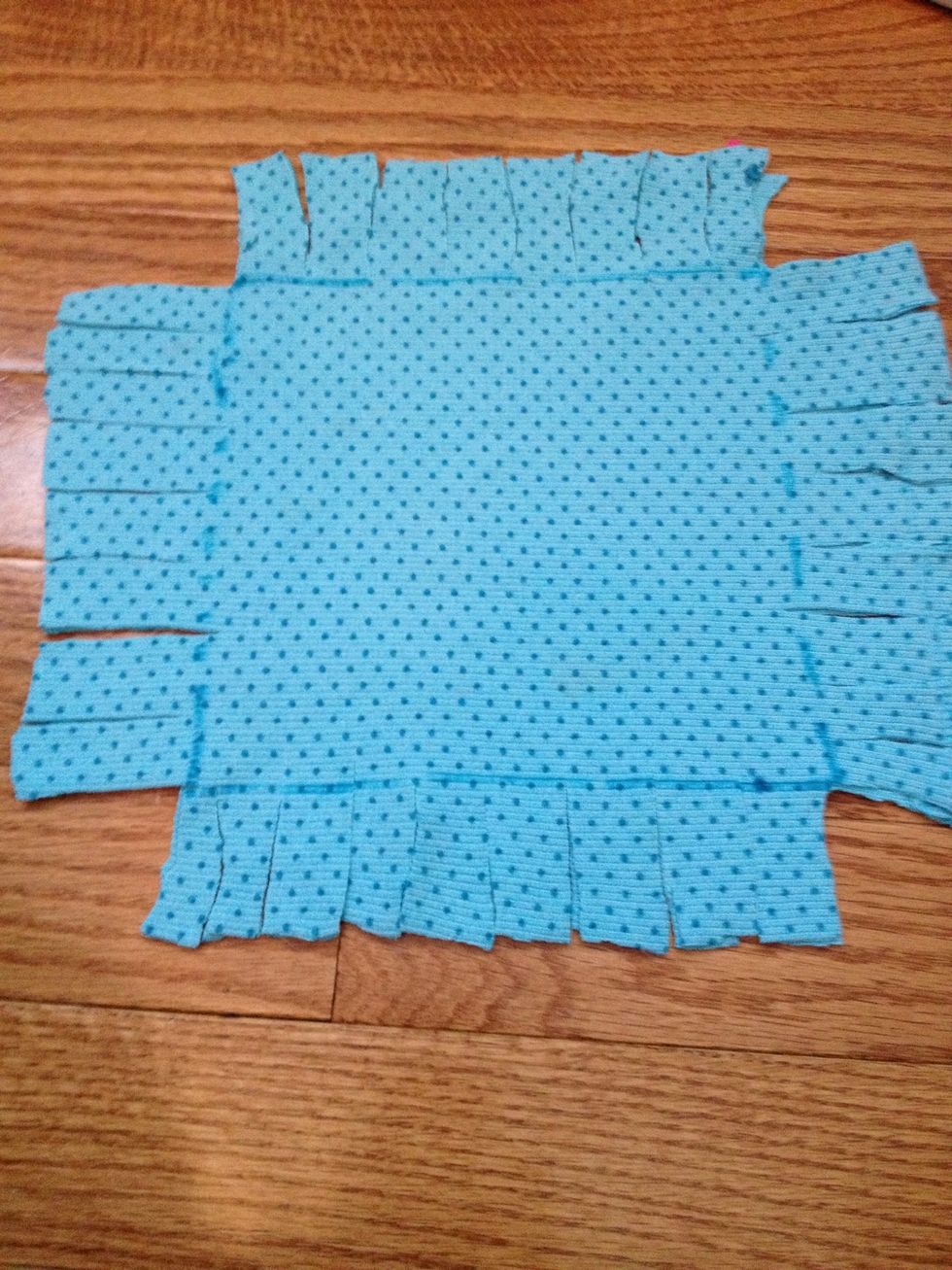 Make cuts, 1/2 an inch wide (Thinner is ok, but not larger.)