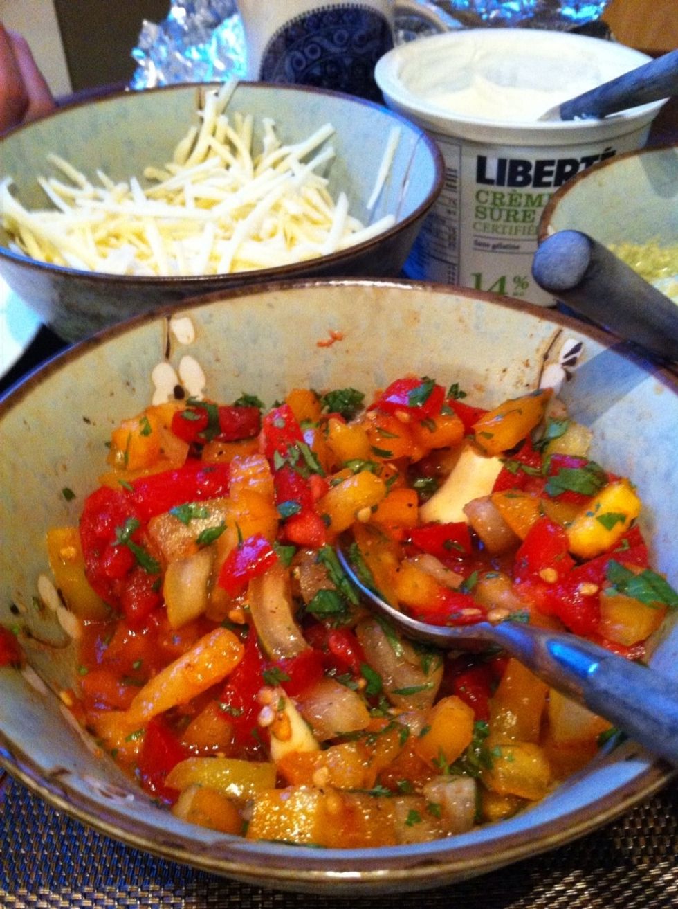 Make homemade salsa with cilantro.
