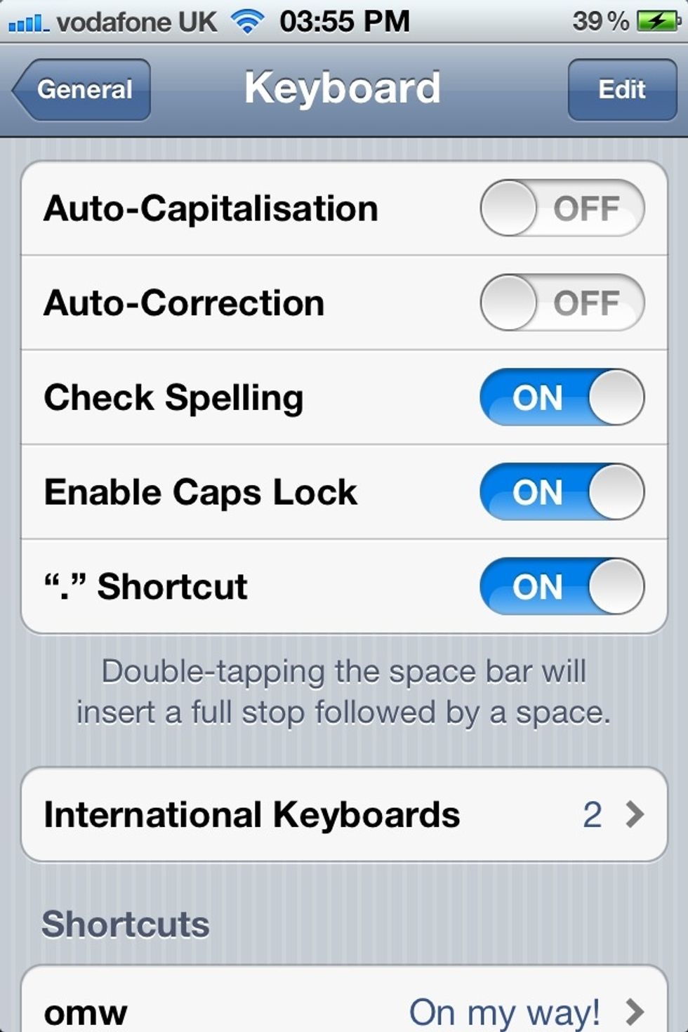 Make it off 'Auto-Correction (If you don't want it) (And you don't want your sentences to be on checked automatically)