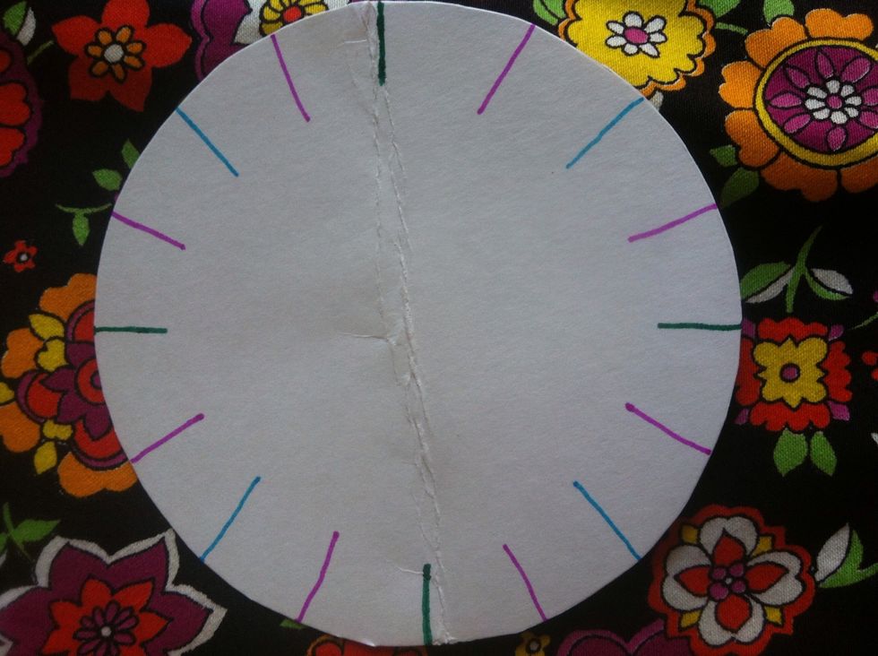 Make light pencil marks in between the blue ones.