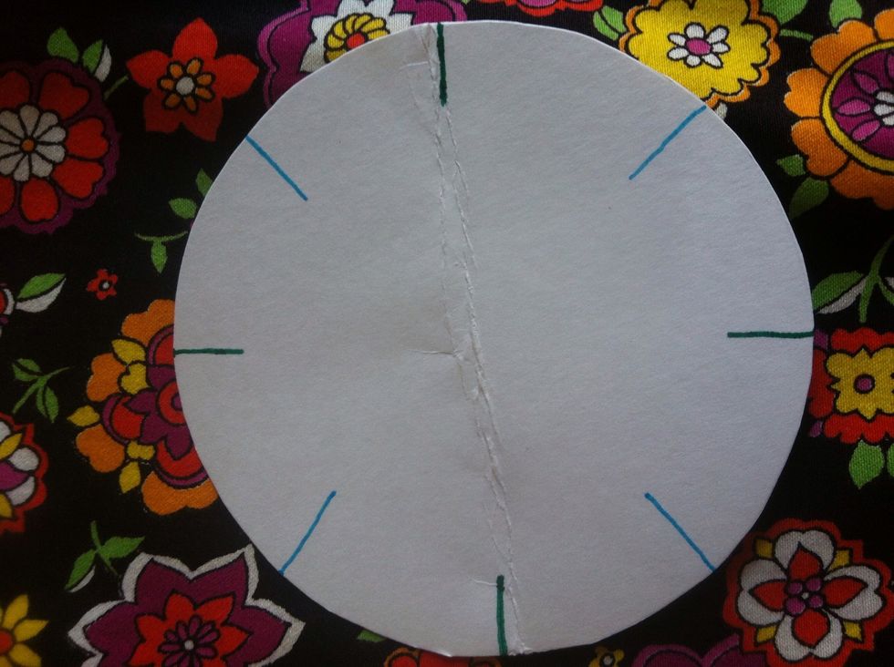 Make light pencil marks in between the green ones.