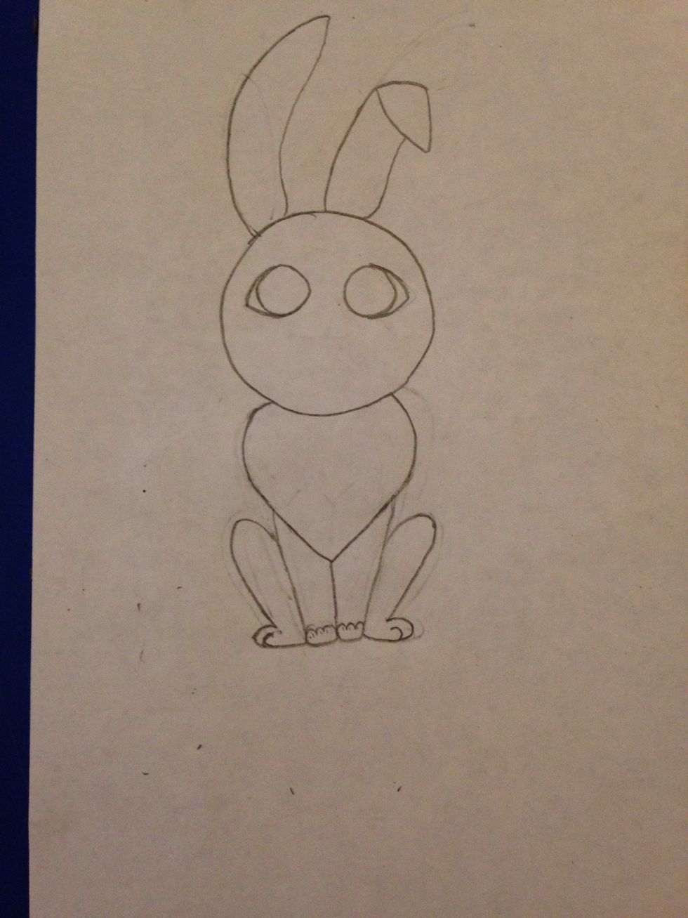 Make little Vs on the sides of the eyes