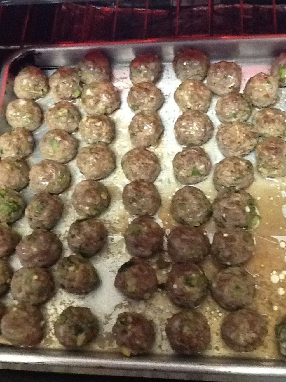 Make meat balls and broil for 3 minutes turning once