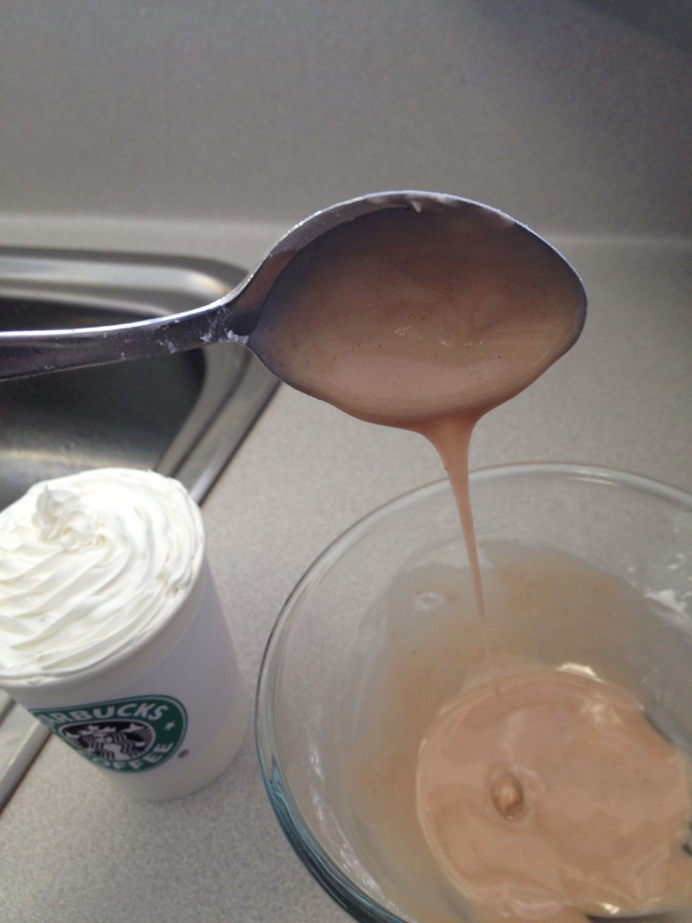 Make runny icing in light brown, dark brown and pink, to get desired look of flavourings