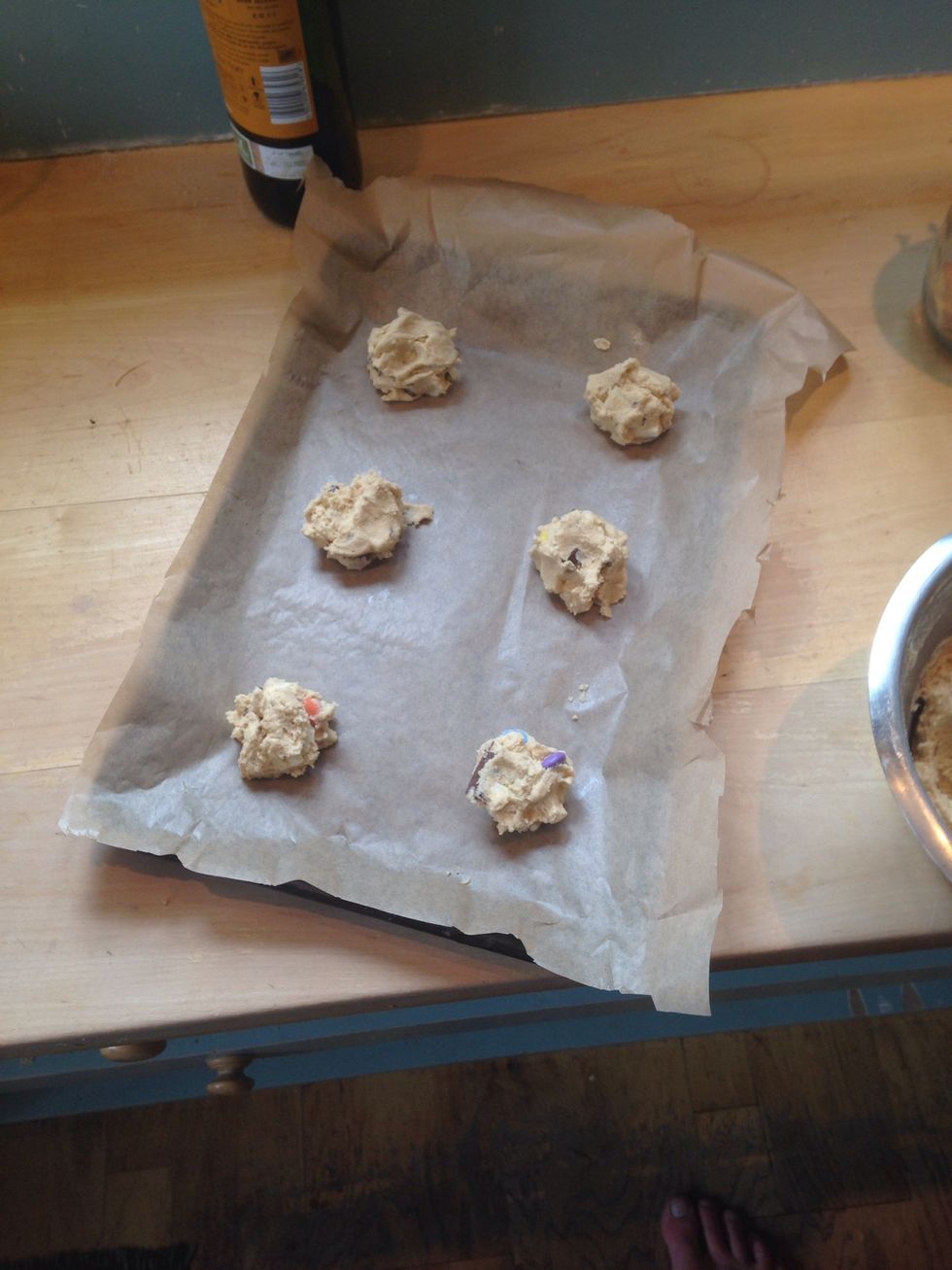 Make small balls and put on grease proof paper