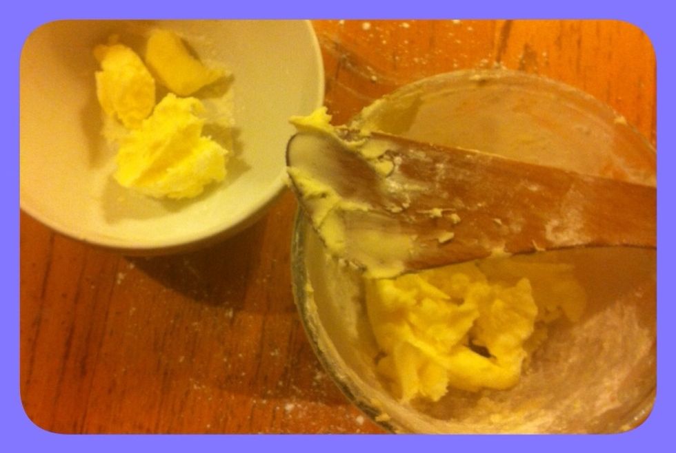 Make some butter icing (apologies no instructions for this apart from use half and half butter and vegetable shortening, or block margarine)