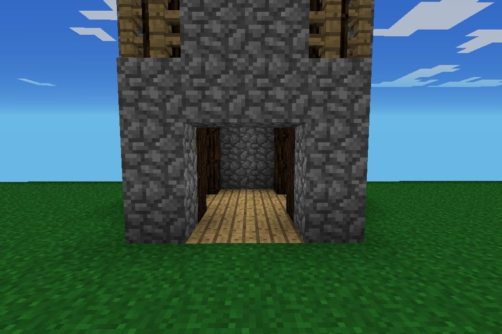 Make space for the door and add wooden floor