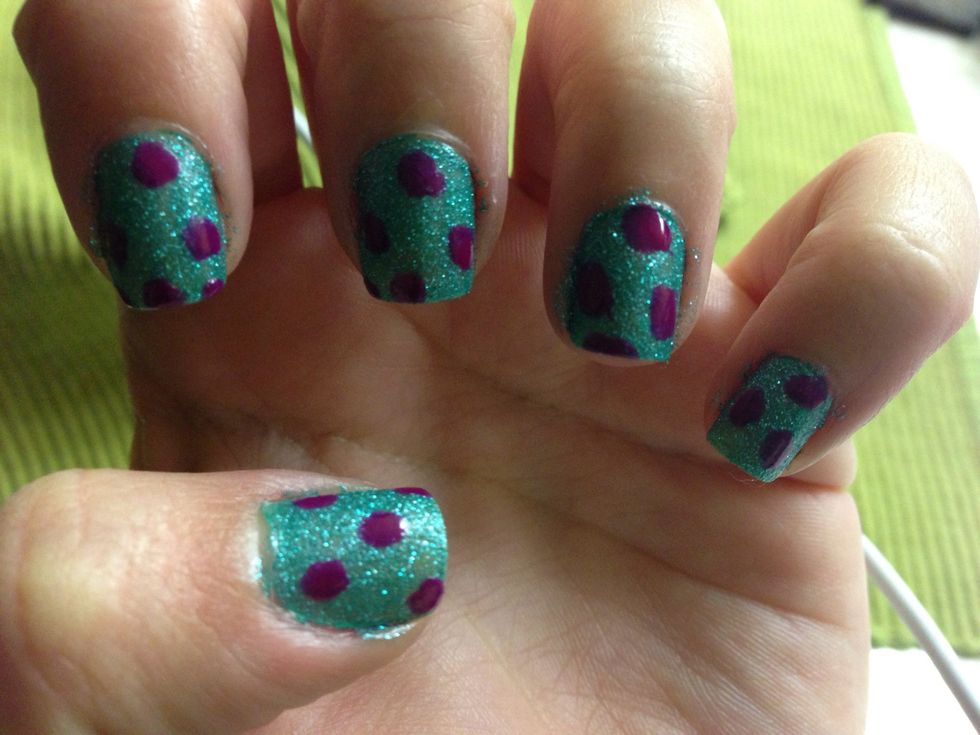 Make spots with your dotting tool. About 5 spots per nail