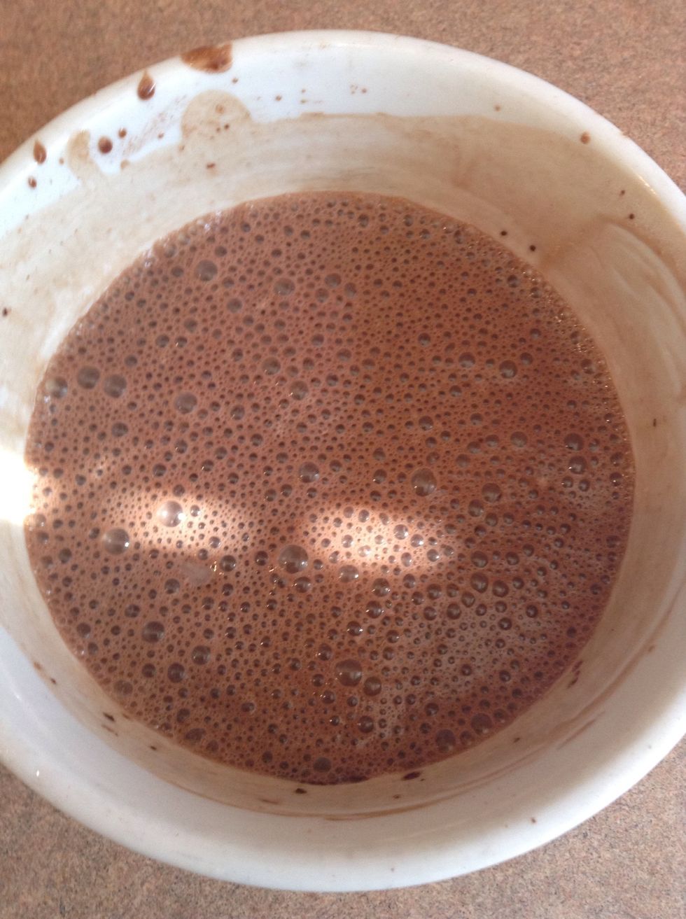 Make sure all of the milk and dry ingredients are mixed.