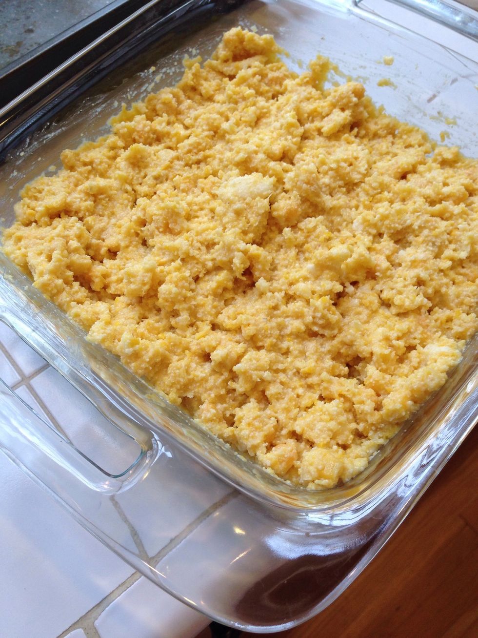 Make sure it's mixed really well, then put in an 8x8 baking pan.