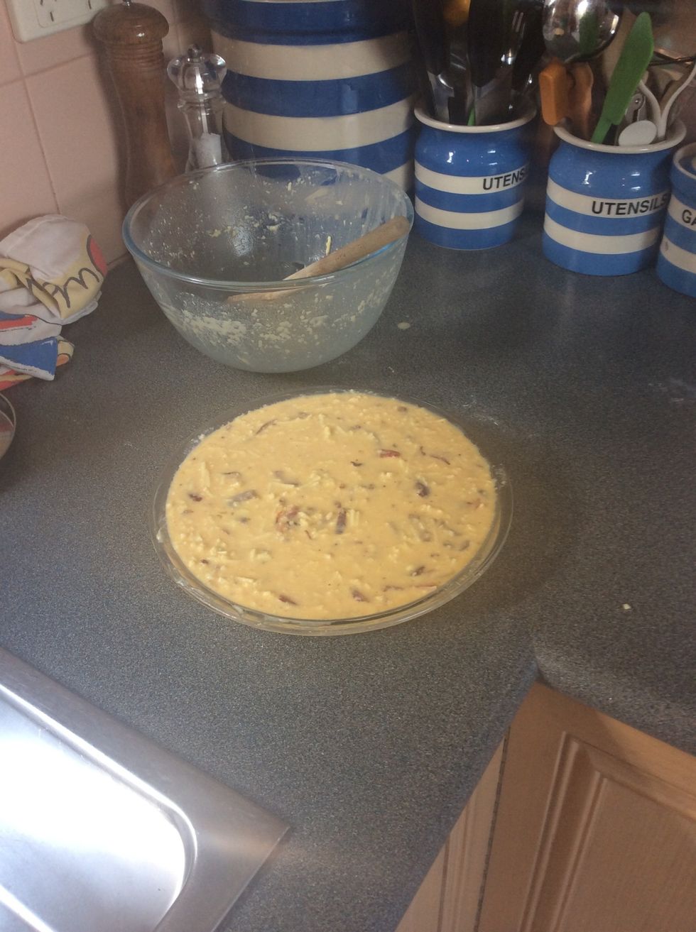Make sure it's not going to overflow and that the mixture is spread evenly